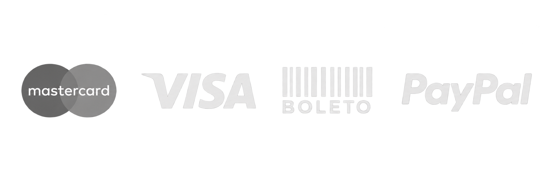Mastercard, Visa, boleto e PayPal